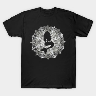 White Mandala Circle Mermaid T-Shirt